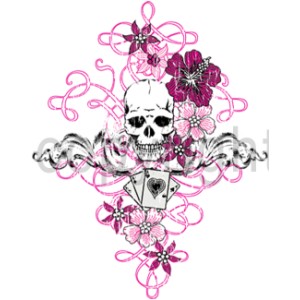 T shirt skull flowers