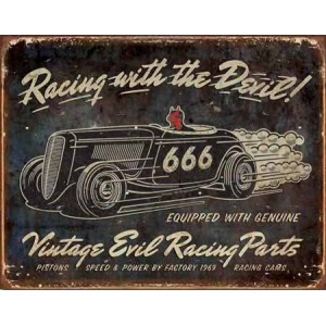 Plaque metal decorative vintage evil racing