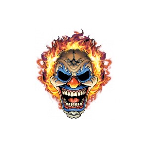 T shirt flaming clown skull