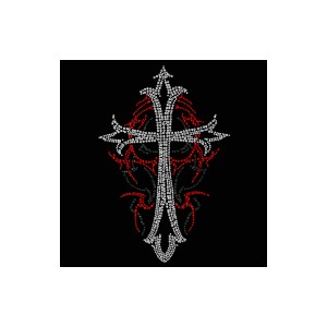 Débardeur strass tribal background cross redwhite