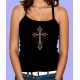 Débardeur strass tribal background cross redwhite