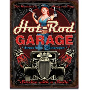 Plaque metal decorative Hot Rod Garage Piston