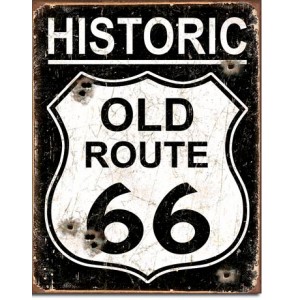 Plaque metal decorative Old Route 66 Weathered 
