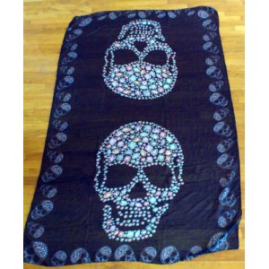 foulard noir, 2 skulls