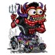 T shirt purple monster red hot rod