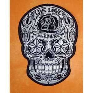 Patch sugar skull live love ride