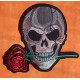 Patch,écusson tête de mort avec une rose