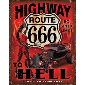 Plaque metal decorative highway to hell