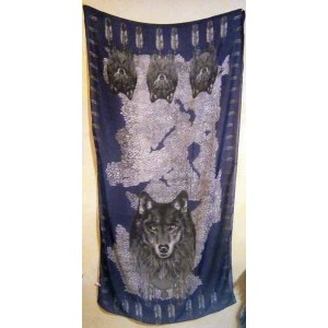 foulard bleu, tetes de loups