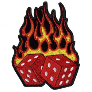 Patch, flaming dice.
